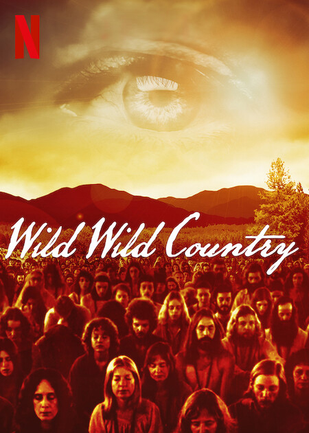 cover of the documentary "Wild Wild Country" which shows thousands of cult devotees with their closed