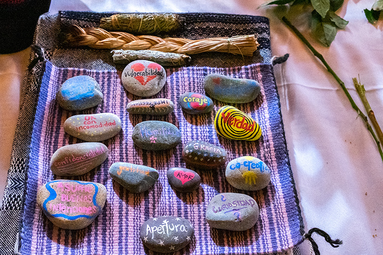 Rocks written with affirmations on them