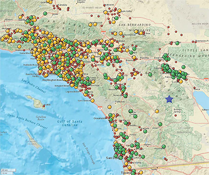 earthquake event map of June 10 Borrego Springs event