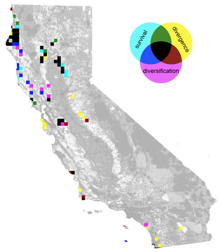 map of California showing top priority preservation sites