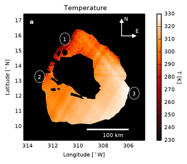 A heat map of Io’s lava lake Loki Patera.