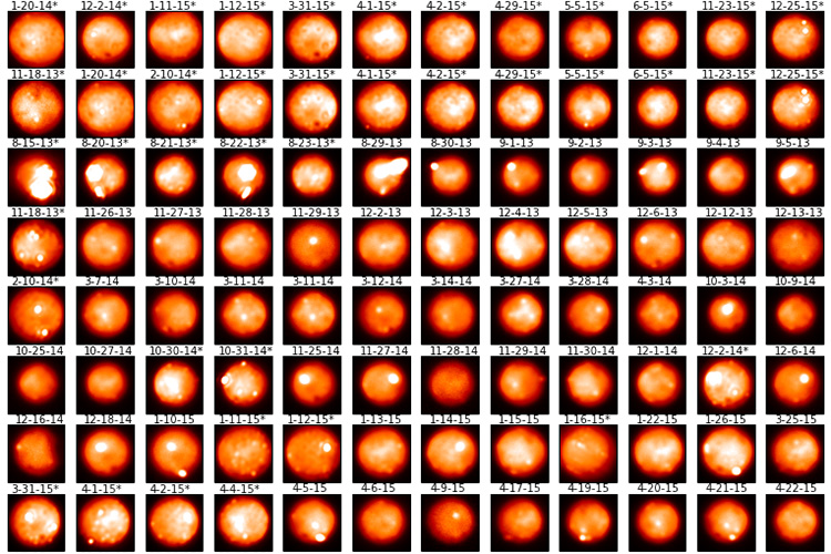 Images of Io at different near-infrared wavelengths