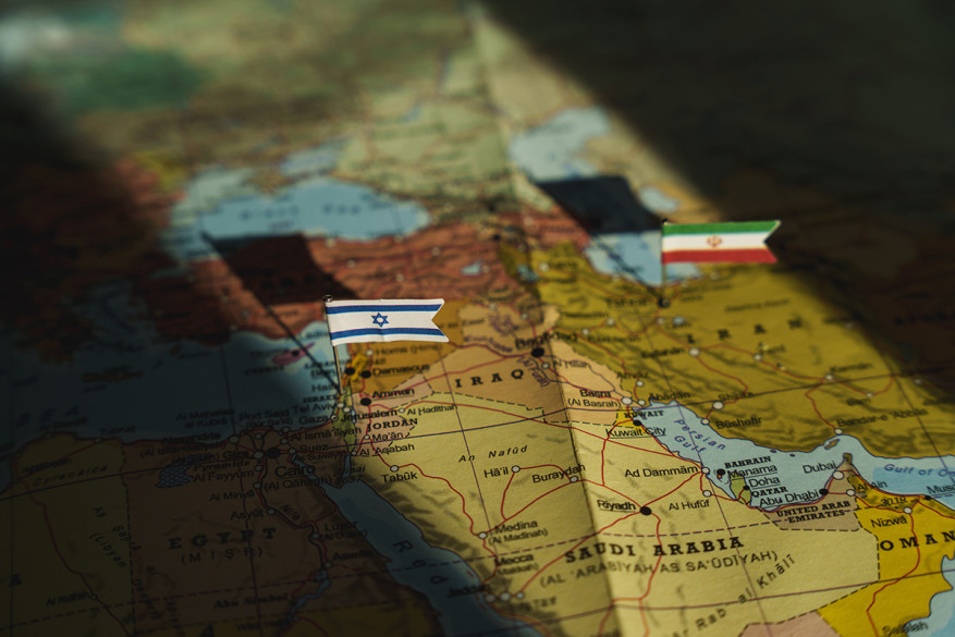 map of Israel and Iran map with their flaps