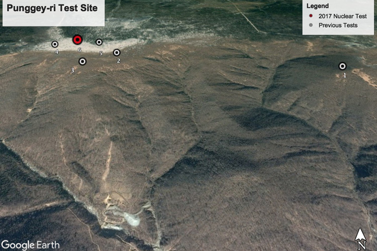 Google Earth image of Mt. Mantap in North Korea.