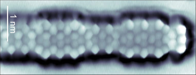 scanning tunneling microscope image of hybrid nanoribbon