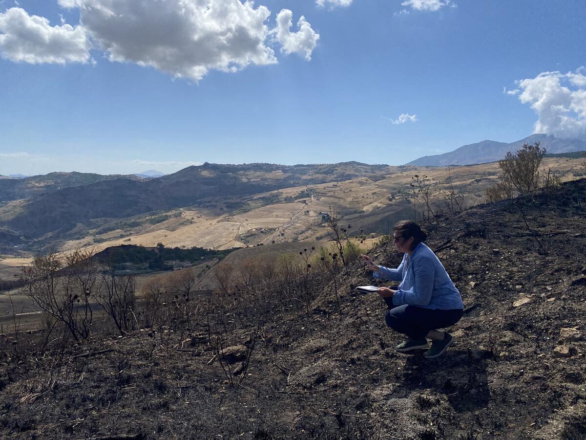 Lauren Pearson conducting fieldwork in Italy.