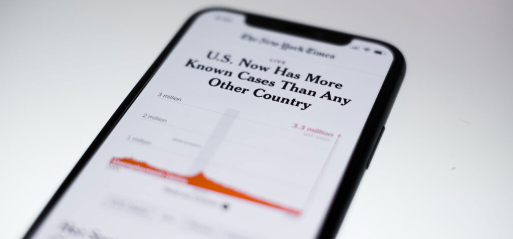 photo of NYT headline on phone
