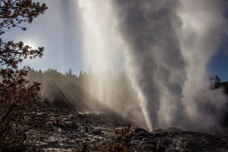 an eruption of Steamboat Geyser