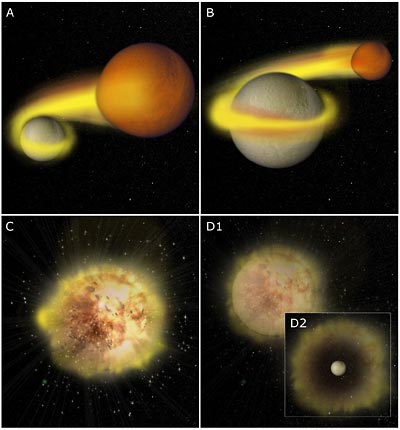 Five illustrations of supernovae.