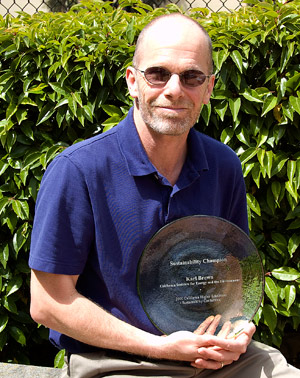 Karl Brown with his trophy.