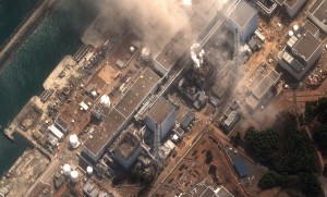 An aerial view of the Fukushima disaster.