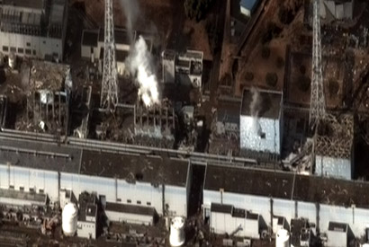 Aerial view after the Fukushima disaster.