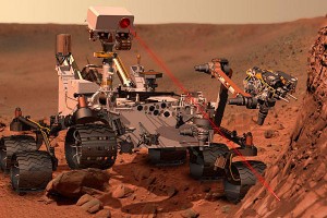 Stylization of the Martian rover on mars.