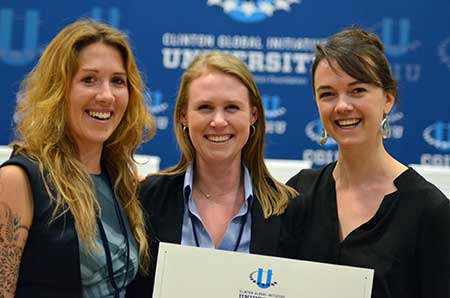 Left to right, grad students Alexandra Alden, Savannah Hicks and Genevieve Smith