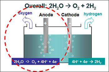 A diagram of an electrolytic cell.