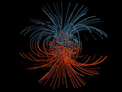 the magnetic field lines from Earth's poles.