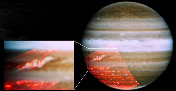 zoomed image of a side of Jupiter.