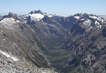 An areal view of a mountain range.