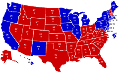 Political map of the United States.