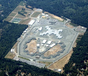 Aerial view of a prison.