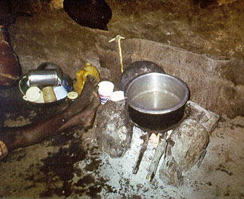 A cookstove with char.