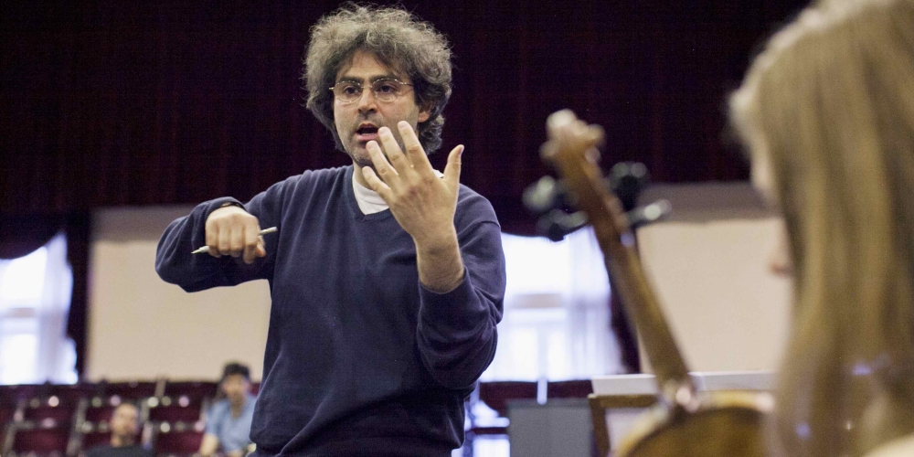 Carmine during a rehearsal of his opera "Pane, sale, sabbia"