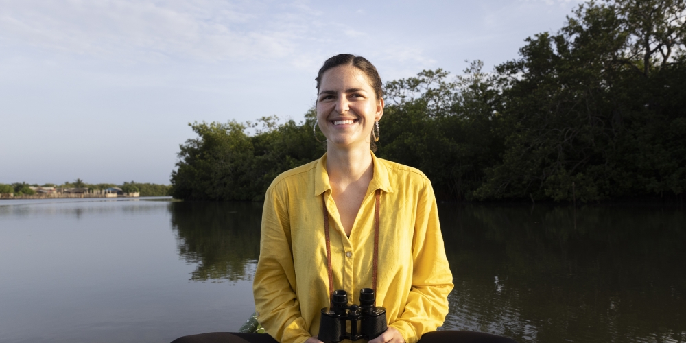 Prof. Echeverri Ochoa birdwatching in Caribbean mangroves