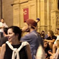 Susan Maslan in crowded interior space