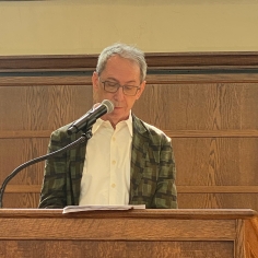 Michael Lucey delivering a lecture.