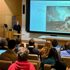 Oliensis delivering a lecture at Princeton University