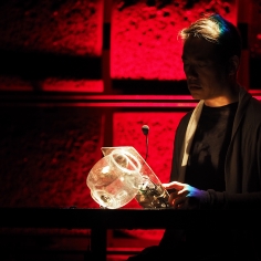 Ken Ueno at EMPAC with feedback bowl