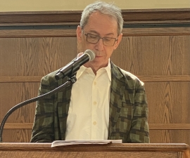 Michael Lucey delivering a lecture.