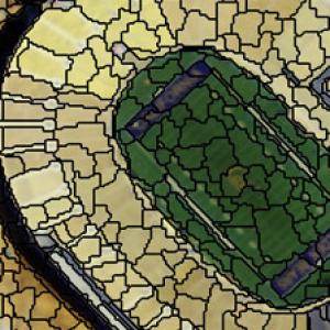 Segmented image of Memorial Stadium via eCognition remote sensing software