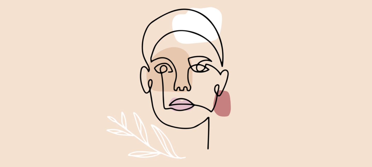 a simple continuous line drawing of a face that suggests the many dimensions of a person's personality