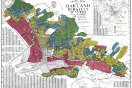 A historical redlining map of Oakland, Berkeley and Alameda neighborhoods