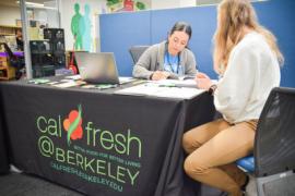 A student signs up for CalFresh federal nutrition benefits