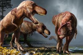 painting of three T. rex