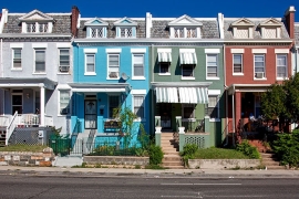 colorful, slightly weathered, row houses