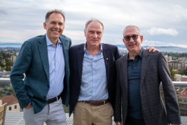 The 2021 winners of the Nobel Prize in economics met at UC Berkeley. From left: Guido W. Imbens, Stanford University; David Card, UC Berkeley; and Joshua D. Angrist, Massachusetts Institute of Technology