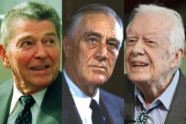 portraits of Ronald Reagan, FDR and Jimmy Carter