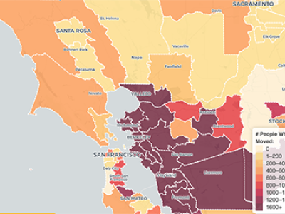 map of bay area showing where 1600 people moved