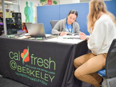 A student signs up for CalFresh federal nutrition benefits
