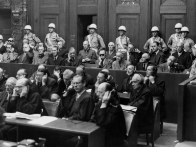 people in courtroom at nuremberg trials