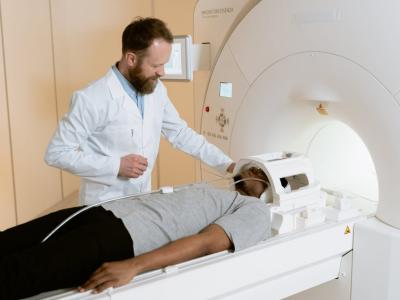 doctor attending patient in MRI