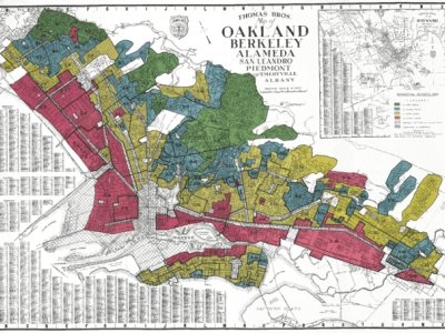 Thomas Bros. redlining map of Oakland, Berkeley, Alameda, San Leandro, Piedmont, Emeryville, and Albany