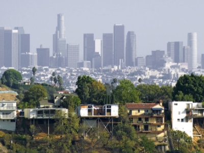 Image of Los Angeles skyline plagued in fog