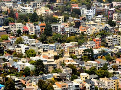 wide shot of hundreds of houses in San Francisco