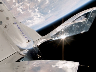 Spaceflight feather, as viewed aboard VSS Unity on June 8, 2024. The Virgin Galactic 07 flight carried Berkeley’s SpaceCal 3D printer and four other research payloads.