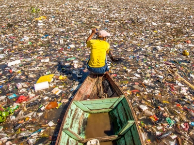 People collect trash that can be recycled and traded from the sea of garbage in Indonesia. (Photo/ Sony Herdiana)
