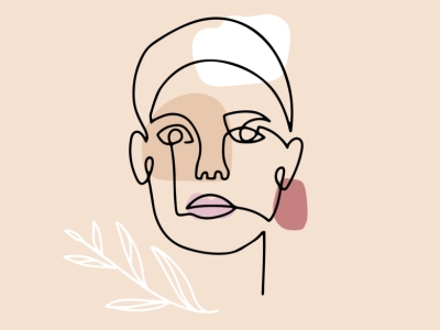 a simple continuous line drawing of a face that suggests the many dimensions of a person's personality